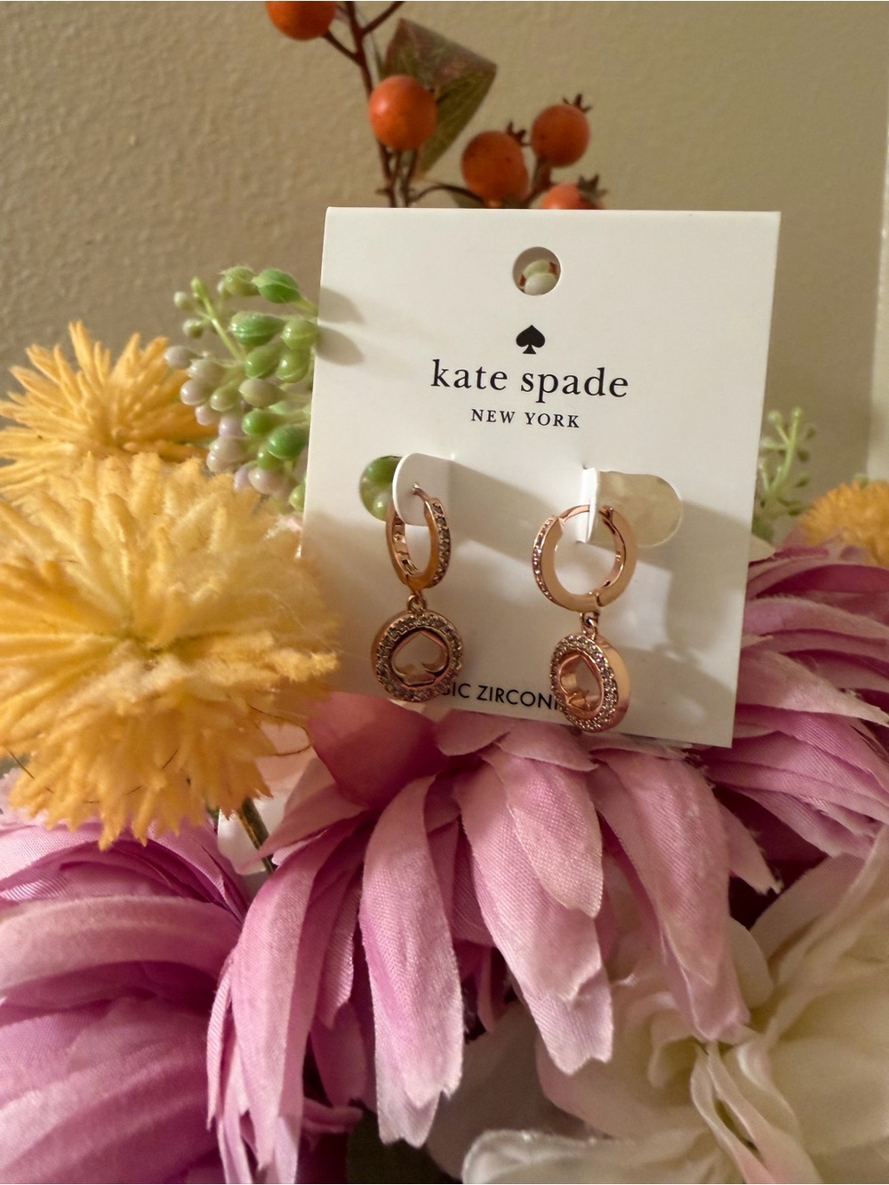 kate spade Rose Gold Pave Double Drop Earrings